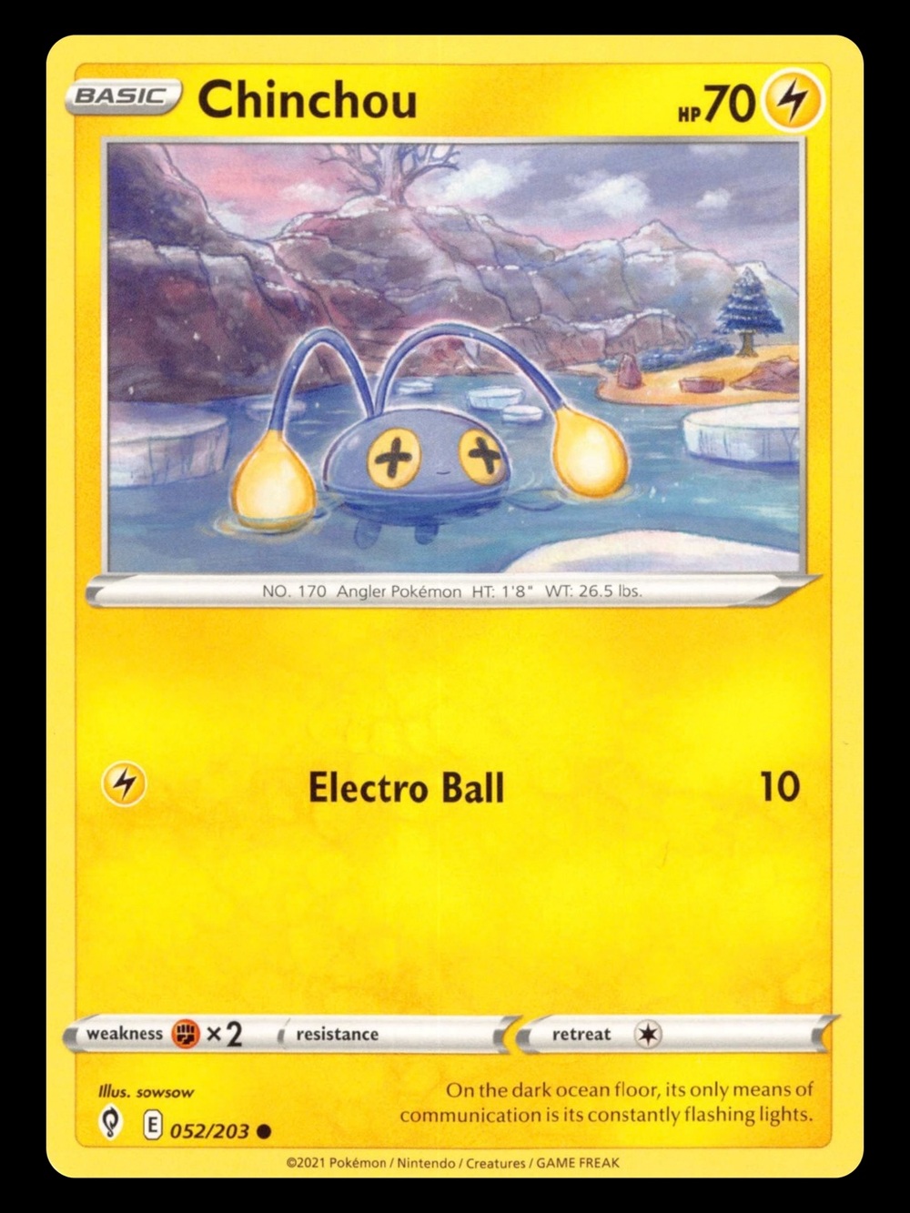 POKEMON CARD TCG - Chinchou - Evolving Skies - Common - 052/203